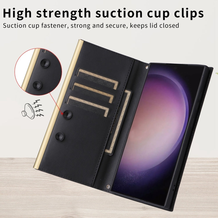 For Samsung Galaxy S24 / S25 5G Crossbody Rhombic Sucker Leather Phone Case(Black) - HoMEdemic™ 