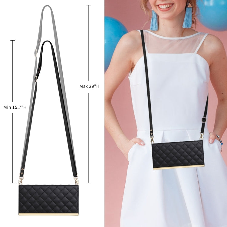 For Samsung Galaxy S24 / S25 5G Crossbody Rhombic Sucker Leather Phone Case(Black) - HoMEdemic™ 