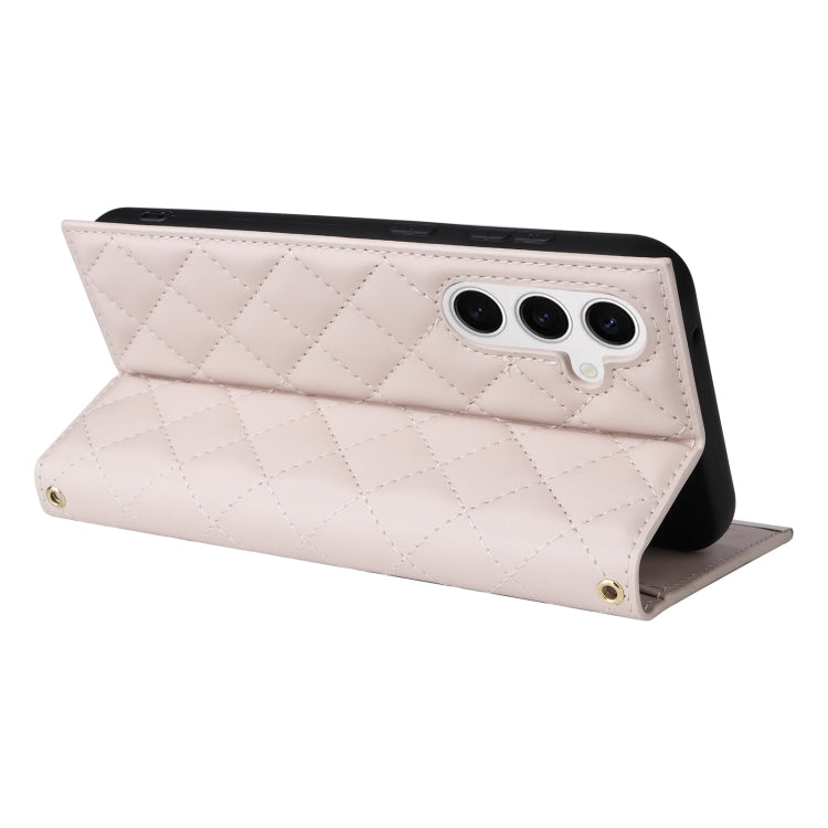 For Samsung Galaxy S24 / S25 5G Crossbody Rhombic Sucker Leather Phone Case(White) - HoMEdemic™ 