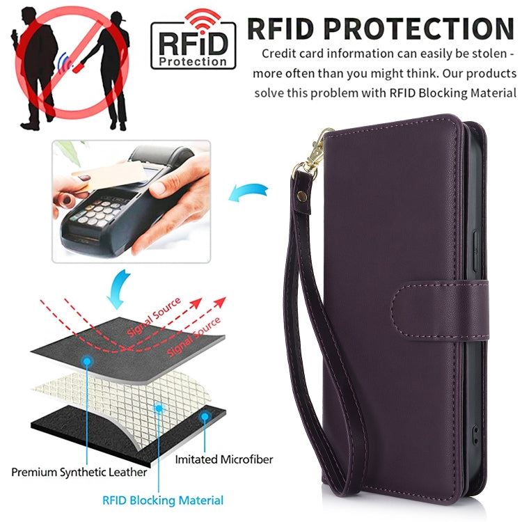 For Samsung Galaxy S24 / S25 5G Multi-Card Wallet RFID Leather Phone Case(Dark Purple) - HoMEdemic™ 