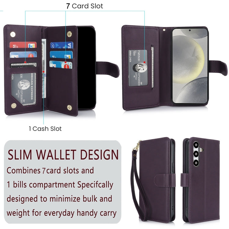 For Samsung Galaxy S24 / S25 5G Multi-Card Wallet RFID Leather Phone Case(Dark Purple) - HoMEdemic™ 