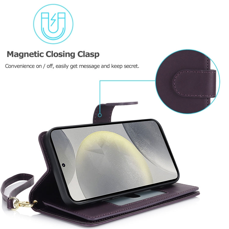 For Samsung Galaxy S24 / S25 5G Multi-Card Wallet RFID Leather Phone Case(Dark Purple) - HoMEdemic™ 