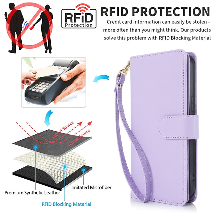 For Samsung Galaxy S24 / S25 5G Multi-Card Wallet RFID Leather Phone Case(Light Purple) - HoMEdemic™ 