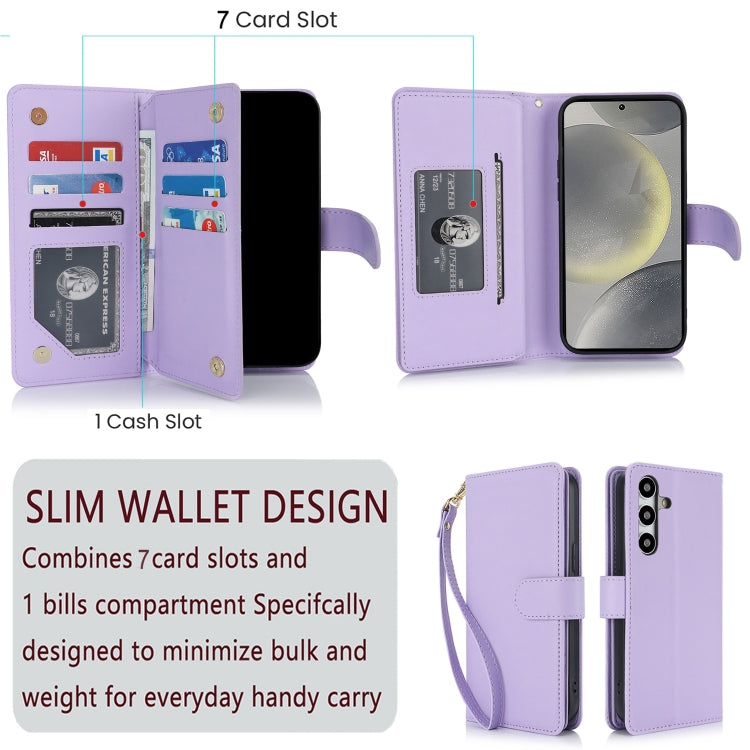 For Samsung Galaxy S24 / S25 5G Multi-Card Wallet RFID Leather Phone Case(Light Purple) - HoMEdemic™ 