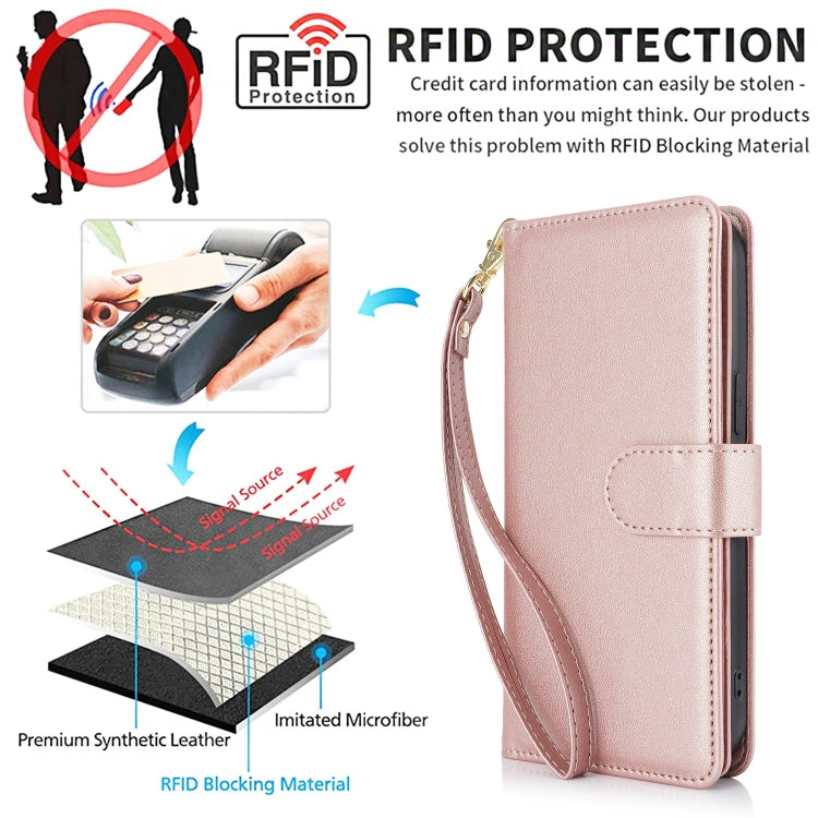 For Samsung Galaxy S24 / S25 5G Multi-Card Wallet RFID Leather Phone Case(Rose Gold) - HoMEdemic™ 