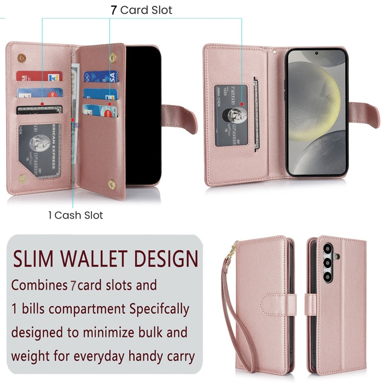 For Samsung Galaxy S24 / S25 5G Multi-Card Wallet RFID Leather Phone Case(Rose Gold) - HoMEdemic™ 