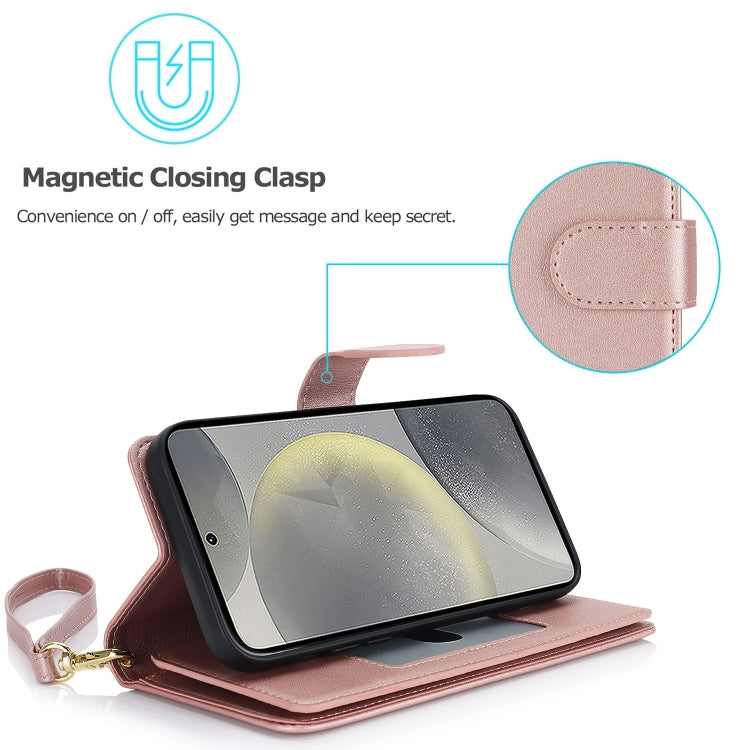 For Samsung Galaxy S24 / S25 5G Multi-Card Wallet RFID Leather Phone Case(Rose Gold) - HoMEdemic™ 