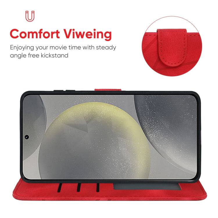 For Samsung Galaxy S24 / S25 5G Skin Feel Geometric Lines Leather Phone Case(Red) - HoMEdemic™ 