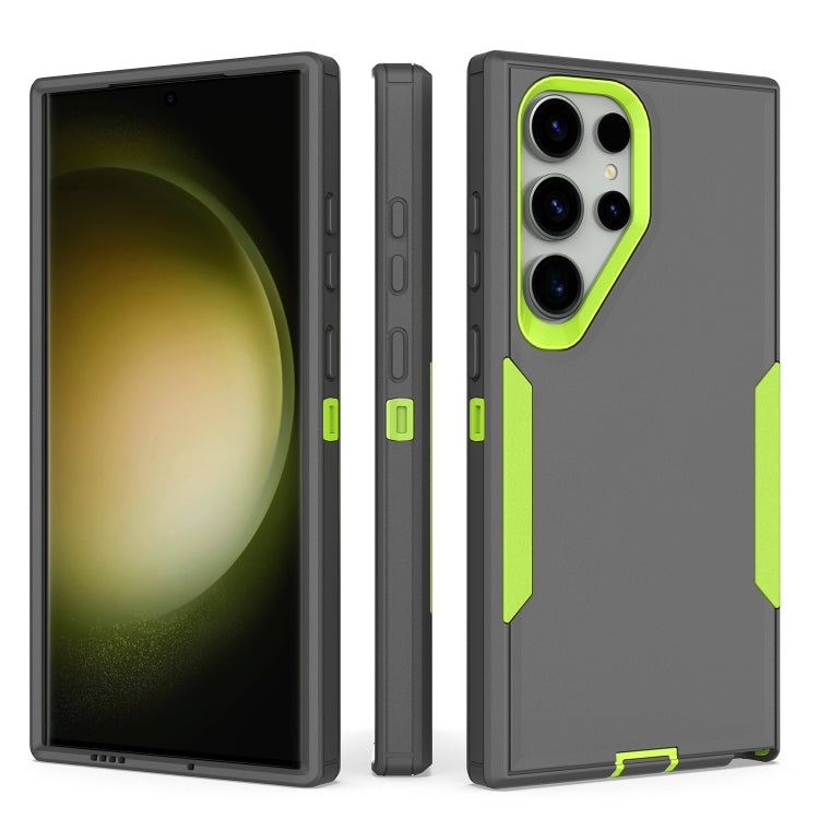 For Samsung Galaxy S24 Ultra 5G 2 in 1 PC Hybrid TPU Phone Case(Gray+Fluorescent Green) - HoMEdemic™ 