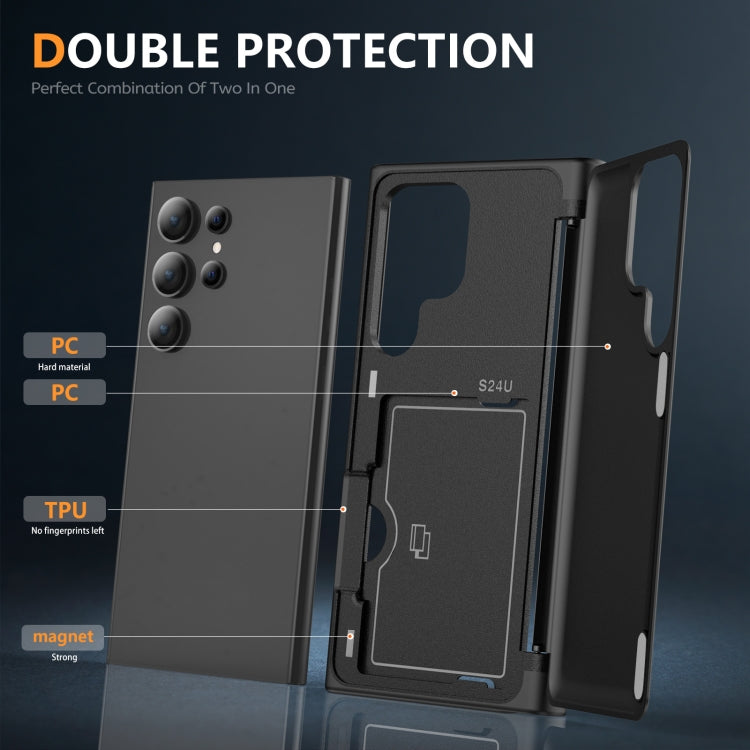 For Samsung Galaxy S24 Ultra 5G 3 in 1 Flip Holder Phone Case(Black) - HoMEdemic™ 