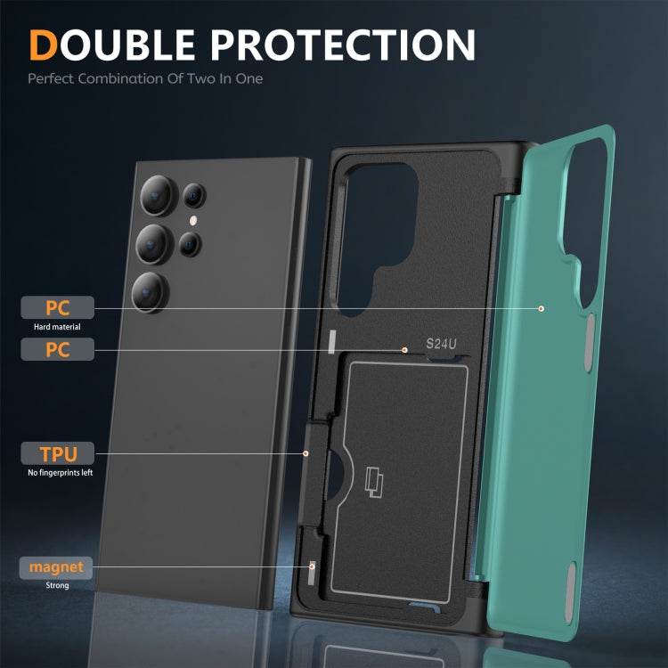 For Samsung Galaxy S24 Ultra 5G 3 in 1 Flip Holder Phone Case(Cyan) - HoMEdemic™ 