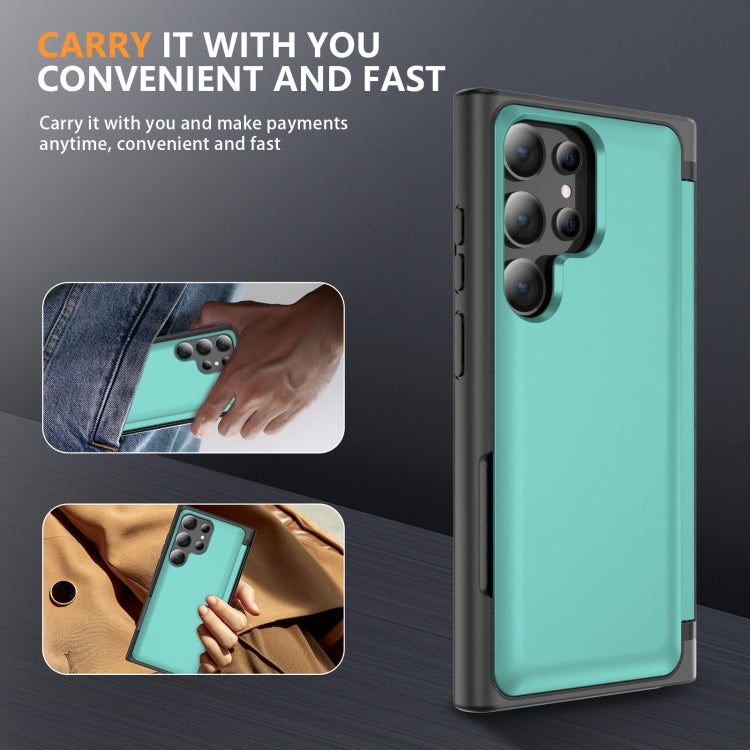 For Samsung Galaxy S24 Ultra 5G 3 in 1 Flip Holder Phone Case(Cyan) - HoMEdemic™ 