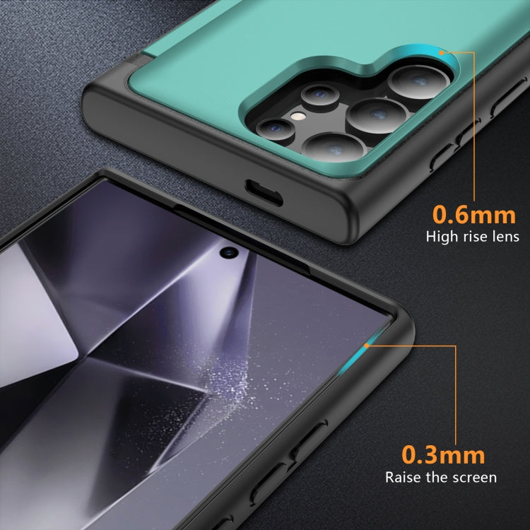 For Samsung Galaxy S24 Ultra 5G 3 in 1 Flip Holder Phone Case(Cyan) - HoMEdemic™ 
