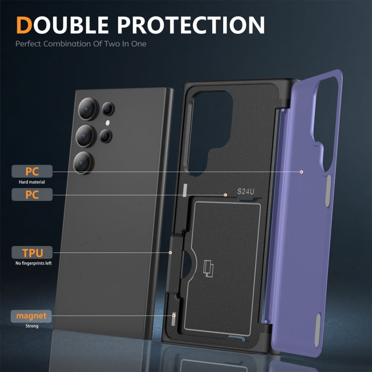 For Samsung Galaxy S24 Ultra 5G 3 in 1 Flip Holder Phone Case(Light Purple) - HoMEdemic™ 