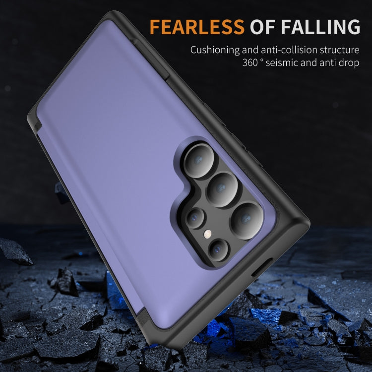 For Samsung Galaxy S24 Ultra 5G 3 in 1 Flip Holder Phone Case(Light Purple) - HoMEdemic™ 