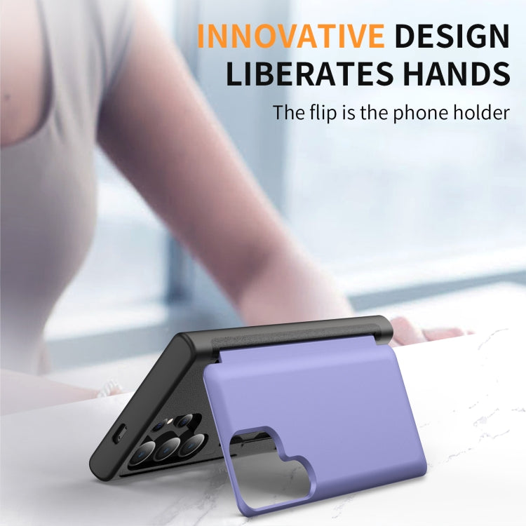 For Samsung Galaxy S24 Ultra 5G 3 in 1 Flip Holder Phone Case(Light Purple) - HoMEdemic™ 