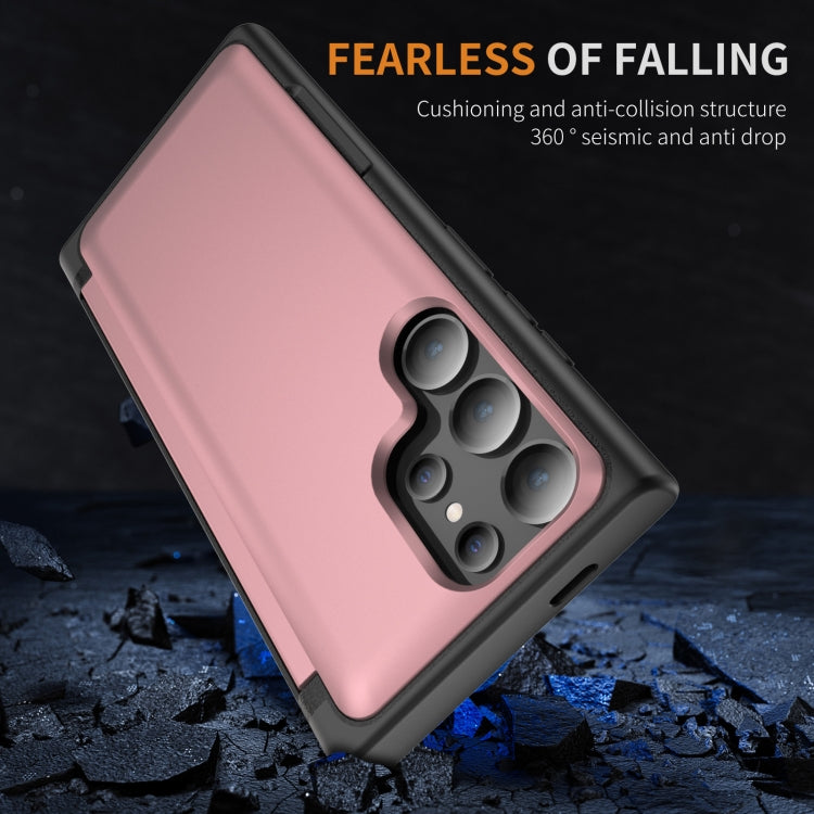 For Samsung Galaxy S24 Ultra 5G 3 in 1 Flip Holder Phone Case(Pink) - HoMEdemic™ 