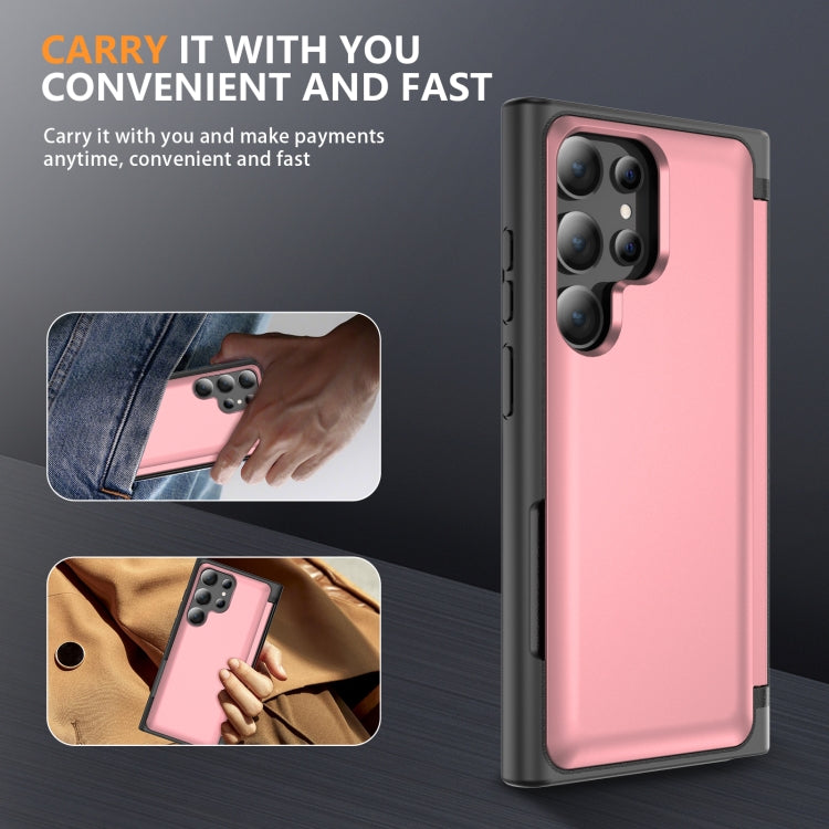 For Samsung Galaxy S24 Ultra 5G 3 in 1 Flip Holder Phone Case(Pink) - HoMEdemic™ 