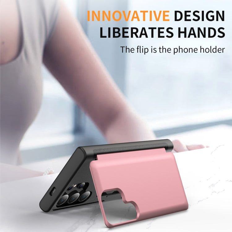 For Samsung Galaxy S24 Ultra 5G 3 in 1 Flip Holder Phone Case(Pink) - HoMEdemic™ 