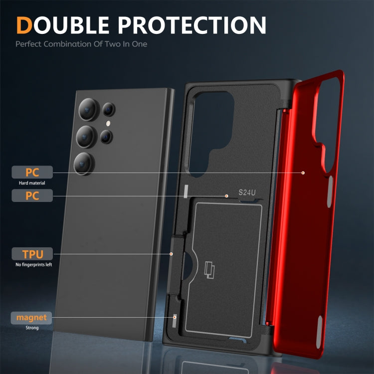 For Samsung Galaxy S24 Ultra 5G 3 in 1 Flip Holder Phone Case(Red) - HoMEdemic™ 