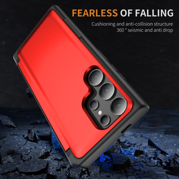 For Samsung Galaxy S24 Ultra 5G 3 in 1 Flip Holder Phone Case(Red) - HoMEdemic™ 