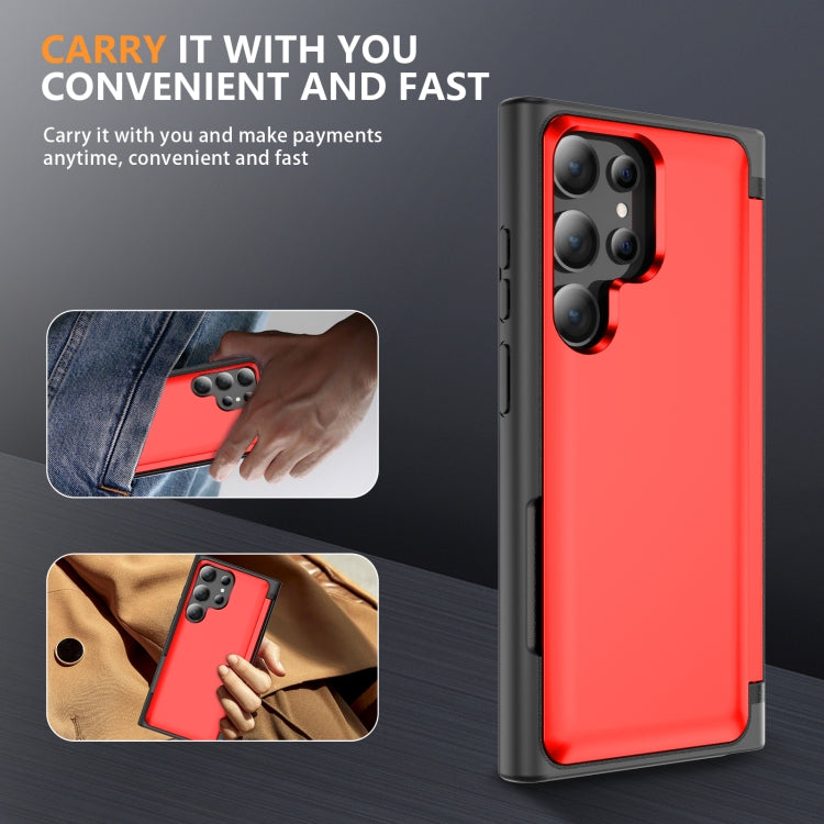 For Samsung Galaxy S24 Ultra 5G 3 in 1 Flip Holder Phone Case(Red) - HoMEdemic™ 