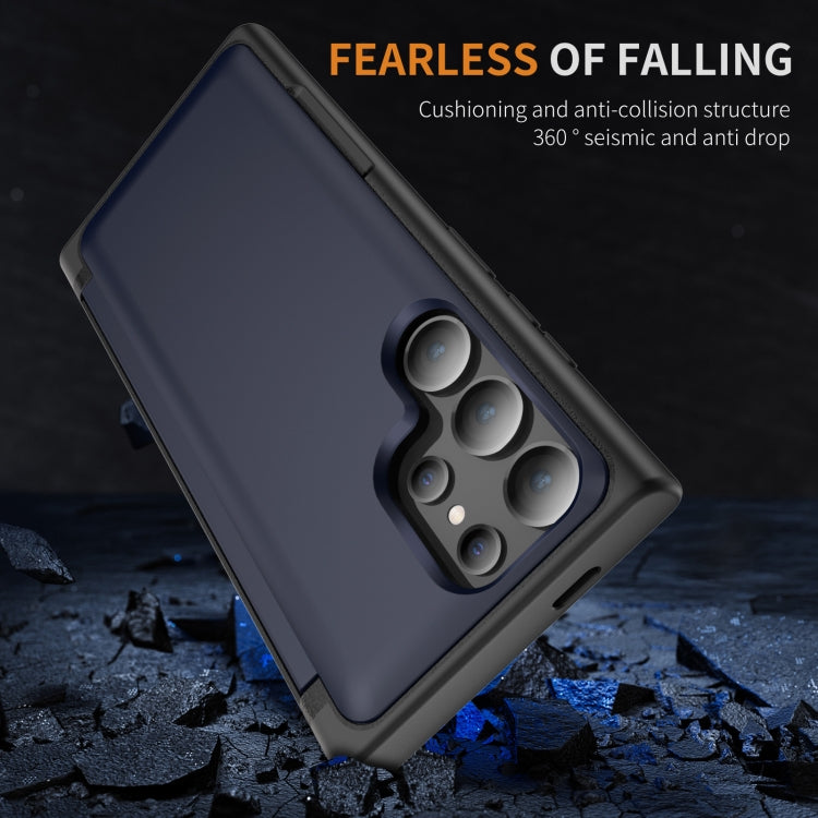 For Samsung Galaxy S24 Ultra 5G 3 in 1 Flip Holder Phone Case(Royal Blue) - HoMEdemic™ 