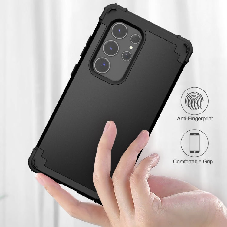 For Samsung Galaxy S24 Ultra 5G 3 in 1 Silicone Hybrid PC Shockproof Phone Case(Black) - HoMEdemic™ 