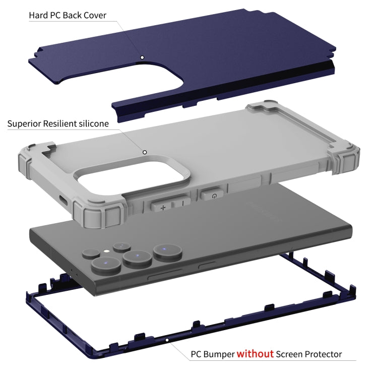 For Samsung Galaxy S24 Ultra 5G 3 in 1 Silicone Hybrid PC Shockproof Phone Case(Blue) - HoMEdemic™ 