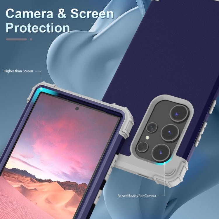 For Samsung Galaxy S24 Ultra 5G 3 in 1 Silicone Hybrid PC Shockproof Phone Case(Blue) - HoMEdemic™ 