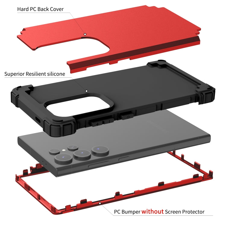 For Samsung Galaxy S24 Ultra 5G 3 in 1 Silicone Hybrid PC Shockproof Phone Case(Red) - HoMEdemic™ 