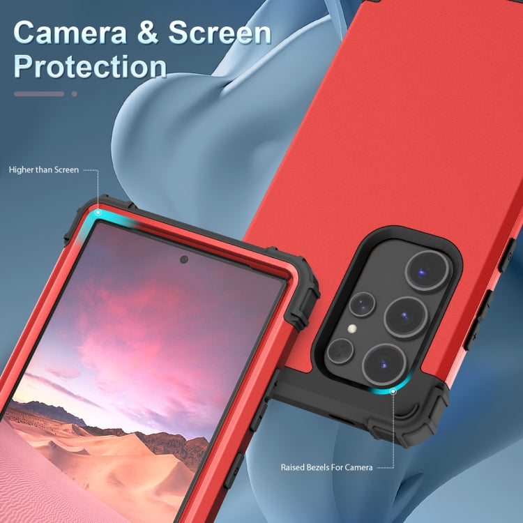 For Samsung Galaxy S24 Ultra 5G 3 in 1 Silicone Hybrid PC Shockproof Phone Case(Red) - HoMEdemic™ 