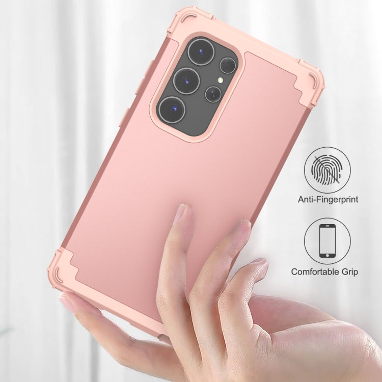 For Samsung Galaxy S24 Ultra 5G 3 in 1 Silicone Hybrid PC Shockproof Phone Case(Rose Gold) - HoMEdemic™ 