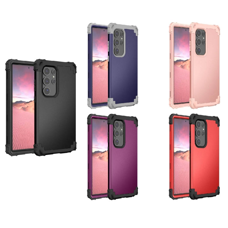 For Samsung Galaxy S24 Ultra 5G 3 in 1 Silicone Hybrid PC Shockproof Phone Case(Rose Gold) - HoMEdemic™ 