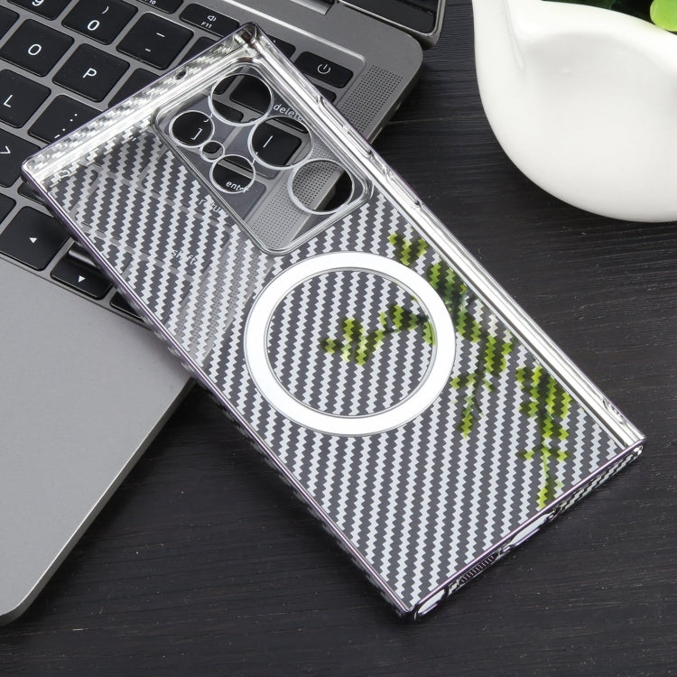 For Samsung Galaxy S24 Ultra 5G 6D Plated Carbon Fiber Clear Magsafe PC Phone Case(Aurora Purple) - HoMEdemic™ 