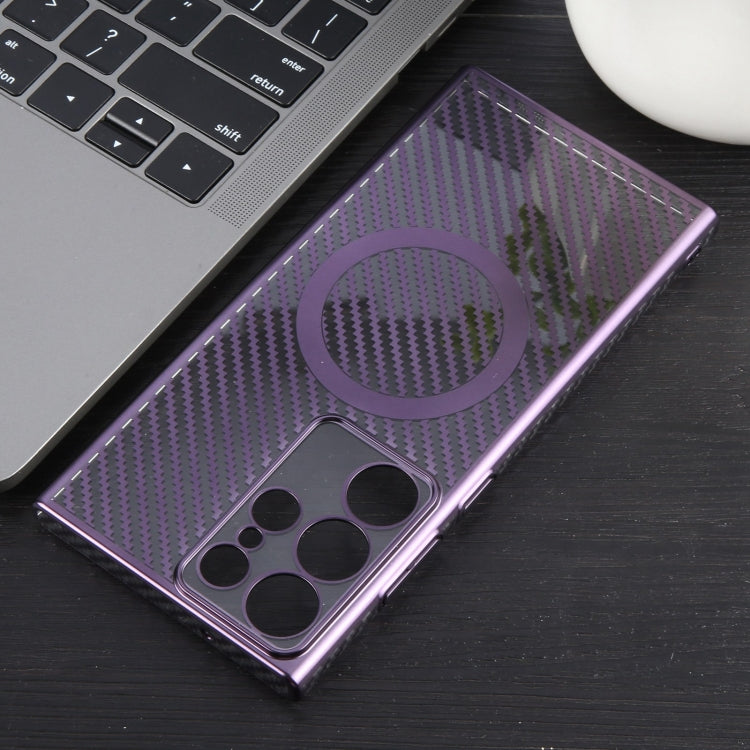 For Samsung Galaxy S24 Ultra 5G 6D Plated Carbon Fiber Clear Magsafe PC Phone Case(Aurora Purple) - HoMEdemic™ 