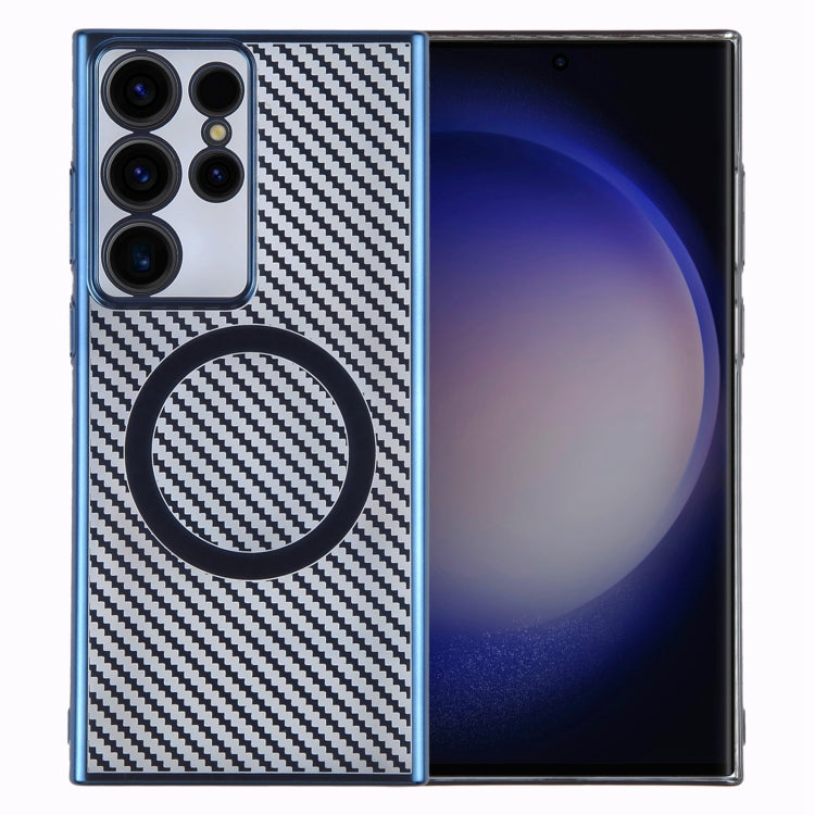 For Samsung Galaxy S24 Ultra 5G 6D Plated Carbon Fiber Clear Magsafe PC Phone Case(Dream Blue) - HoMEdemic™ 