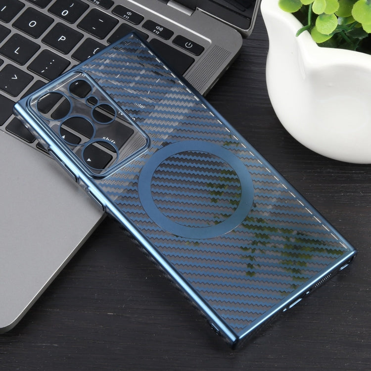 For Samsung Galaxy S24 Ultra 5G 6D Plated Carbon Fiber Clear Magsafe PC Phone Case(Dream Blue) - HoMEdemic™ 