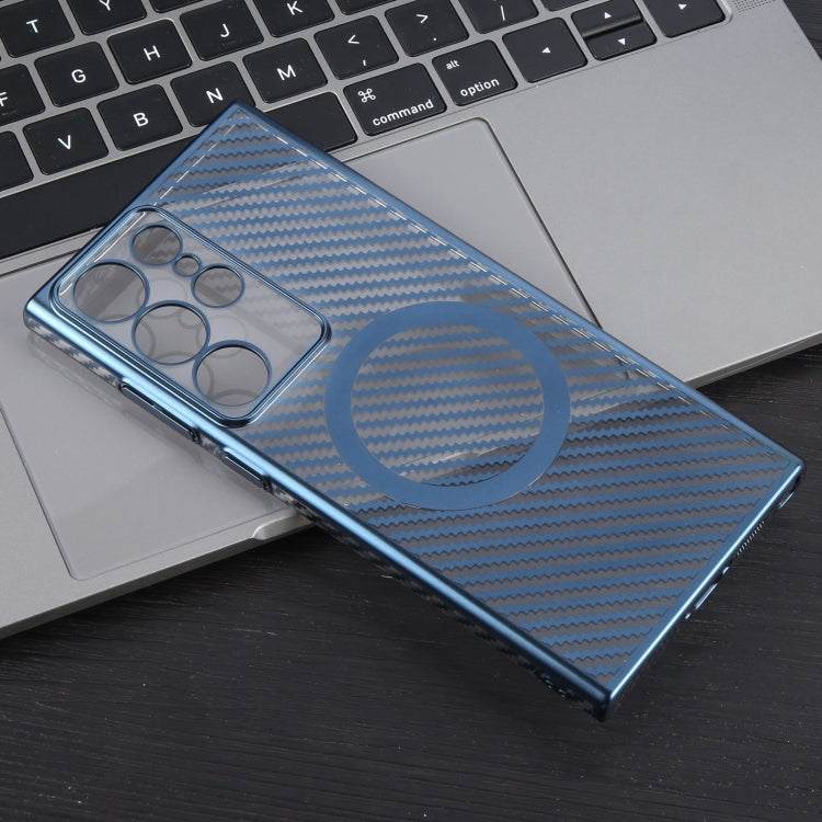 For Samsung Galaxy S24 Ultra 5G 6D Plated Carbon Fiber Clear Magsafe PC Phone Case(Dream Blue) - HoMEdemic™ 