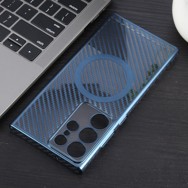 For Samsung Galaxy S24 Ultra 5G 6D Plated Carbon Fiber Clear Magsafe PC Phone Case(Dream Blue) - HoMEdemic™ 