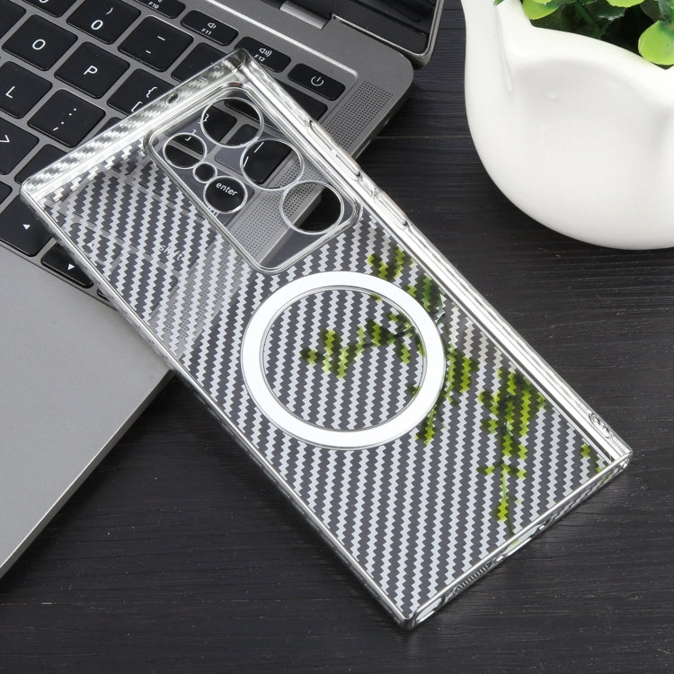 For Samsung Galaxy S24 Ultra 5G 6D Plated Carbon Fiber Clear Magsafe PC Phone Case(Starlight Silver) - HoMEdemic™ 