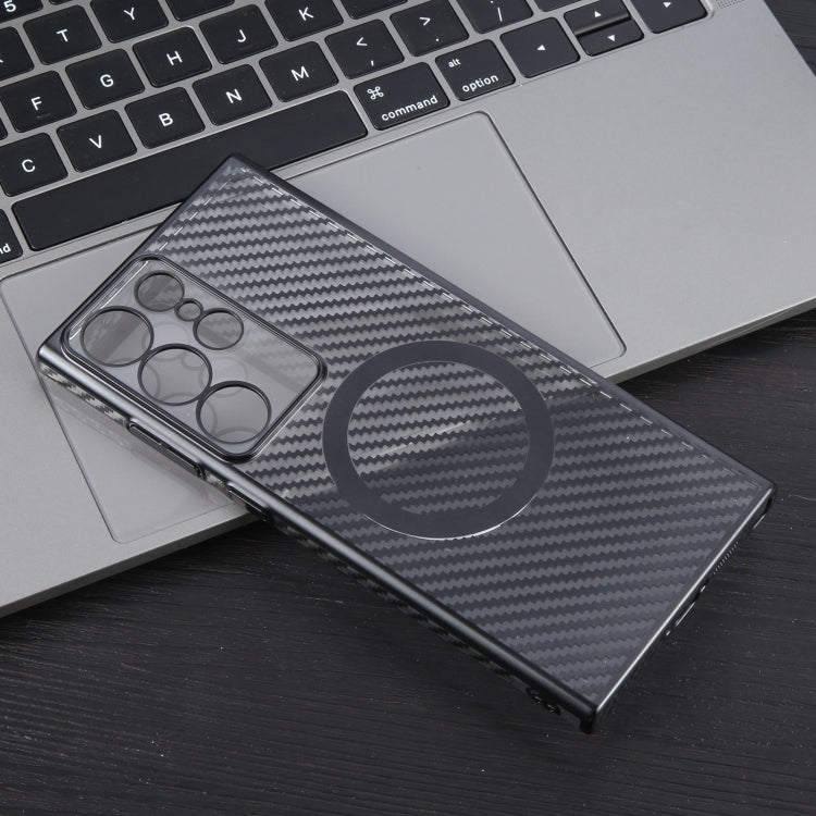 For Samsung Galaxy S24 Ultra 5G 6D Plated Carbon Fiber Clear Magsafe PC Phone Case(Starry Black) - HoMEdemic™ 