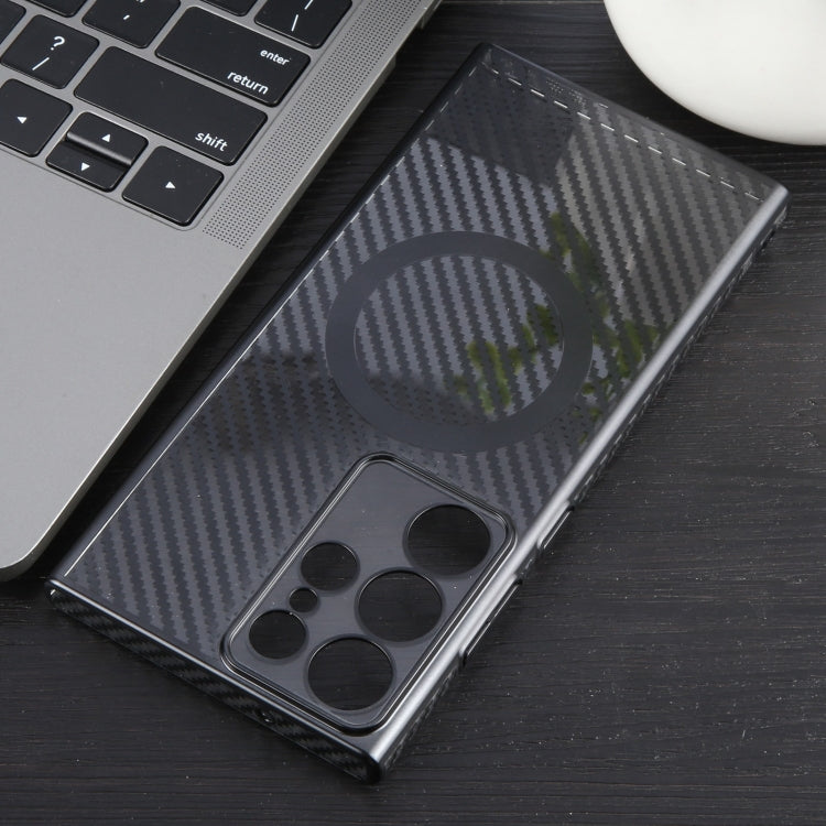 For Samsung Galaxy S24 Ultra 5G 6D Plated Carbon Fiber Clear Magsafe PC Phone Case(Starry Black) - HoMEdemic™ 