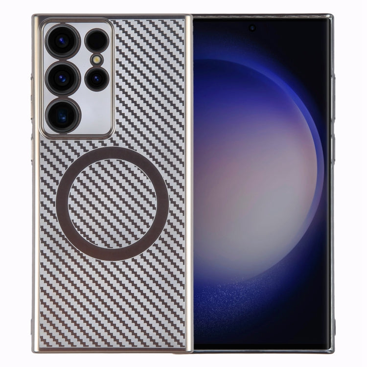 For Samsung Galaxy S24 Ultra 5G 6D Plated Carbon Fiber Clear Magsafe PC Phone Case(Titanium Grey) - HoMEdemic™ 