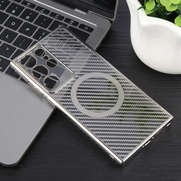 For Samsung Galaxy S24 Ultra 5G 6D Plated Carbon Fiber Clear Magsafe PC Phone Case(Titanium Grey) - HoMEdemic™ 