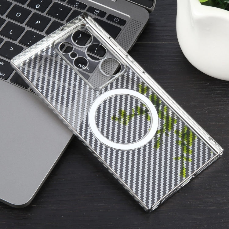 For Samsung Galaxy S24 Ultra 5G 6D Plated Carbon Fiber Clear Magsafe PC Phone Case(Titanium Grey) - HoMEdemic™ 