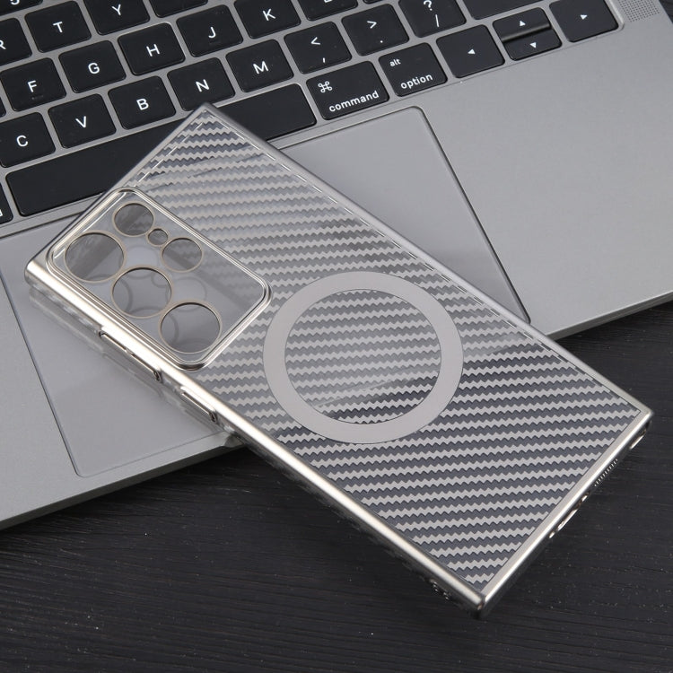 For Samsung Galaxy S24 Ultra 5G 6D Plated Carbon Fiber Clear Magsafe PC Phone Case(Titanium Grey) - HoMEdemic™ 