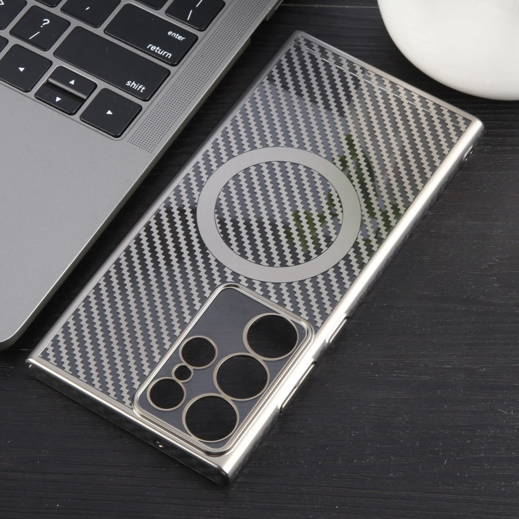For Samsung Galaxy S24 Ultra 5G 6D Plated Carbon Fiber Clear Magsafe PC Phone Case(Titanium Grey) - HoMEdemic™ 