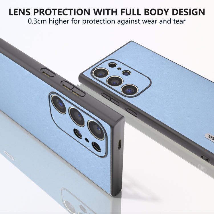 For Samsung Galaxy S24 Ultra 5G ABEEL Arashi Texture PU Phone Case(Curtain Blue) - HoMEdemic™ 