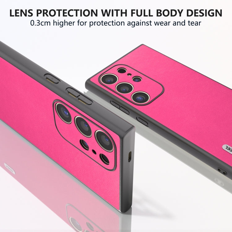 For Samsung Galaxy S24 Ultra 5G ABEEL Arashi Texture PU Phone Case(Rose Red) - HoMEdemic™ 